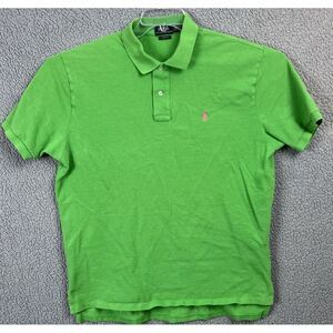 Ralph Lauren Polo Shirt Mens XL Green Cotton Casual Rugby Pink‎ Pony Classic